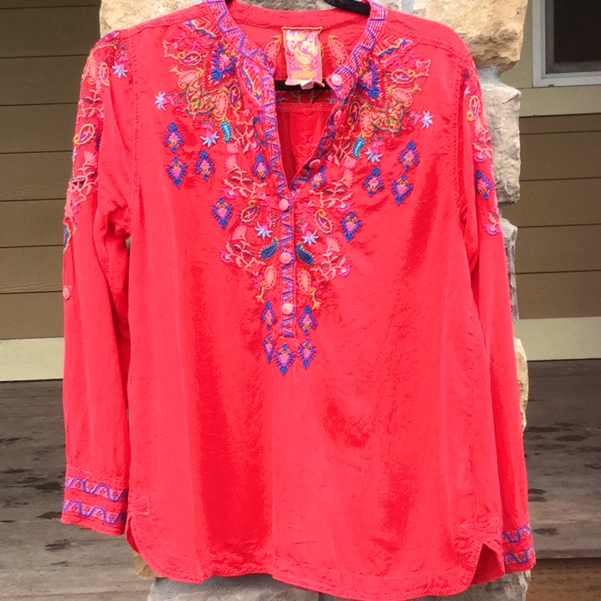 Johnny Was Beautiful Red Embroidered Women’s Blouse